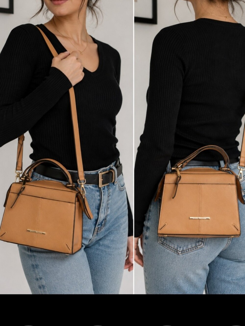 Steve Madden Sienna Breese crossbody bag short/ Long Straps In Cognac Minimalist